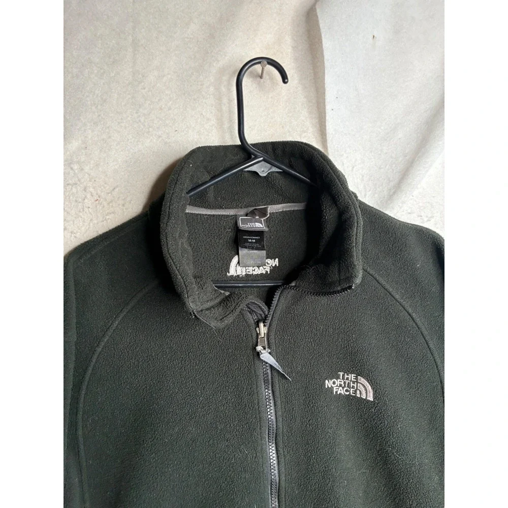 The North Face TKA 100 Fleece Jacket Mens Medium Green Full Zip Mock Neck A484